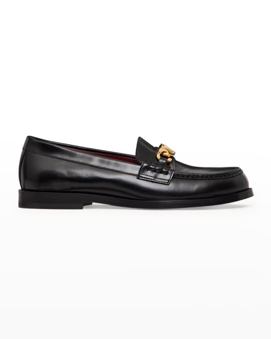 ★人気★【VALENTINO】★ブイロゴチェーンレザーローファ.ー★ Valentino Garavani VLogo Chain Leather Loafers | Neiman Marcus
