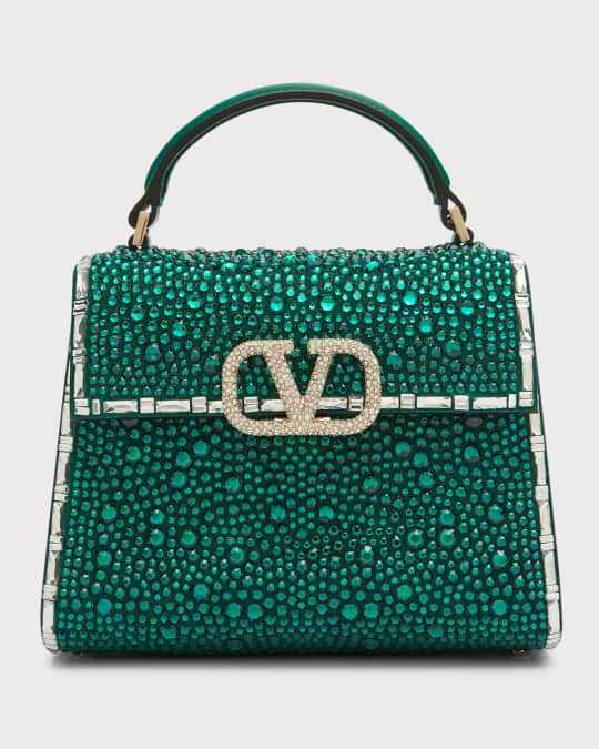 V Sling Mini Sequined Leather Tote Bag in Green - Valentino Garavani