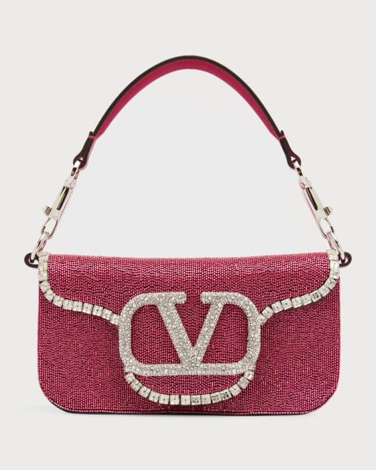 Valentino Garavani Pink Loco Crystal-embellished Small Shoulder