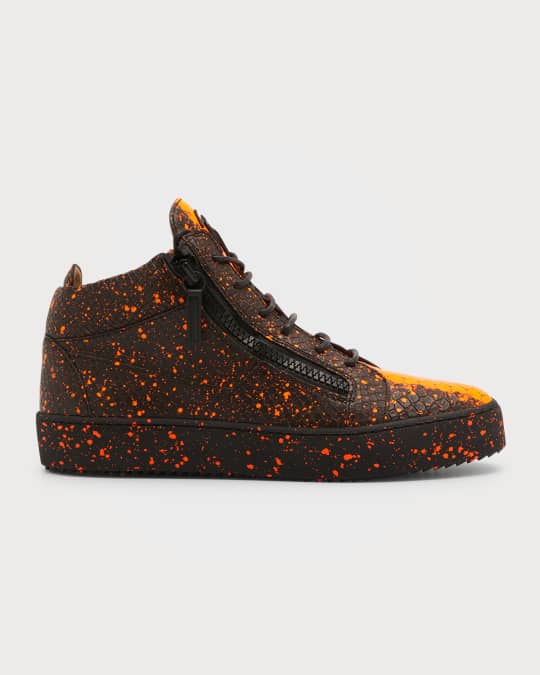 Giuseppe Zanotti Men's Snake-Embossed Leather Mid-Top Sneaker