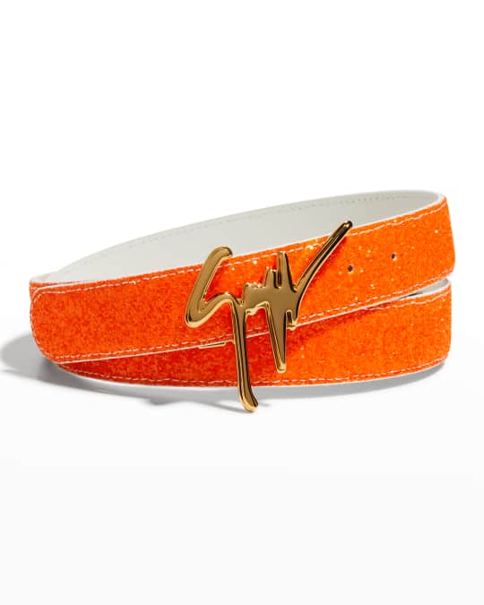 Giuseppe Zanotti Men s Newglit Oransoda Reversible Glitter Leather Belt Neiman Marcus