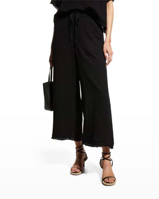 Eileen Fisher Cropped WideLeg Gauze Pants Neiman Marcus