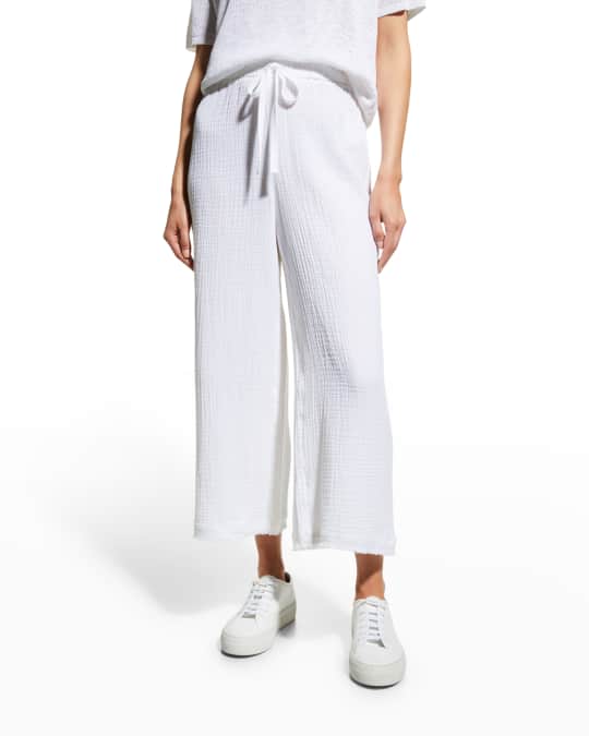 Eileen Fisher Cropped WideLeg Gauze Pants Neiman Marcus