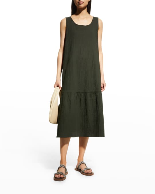 Eileen Fisher Pucker Tiered Dress | Neiman Marcus