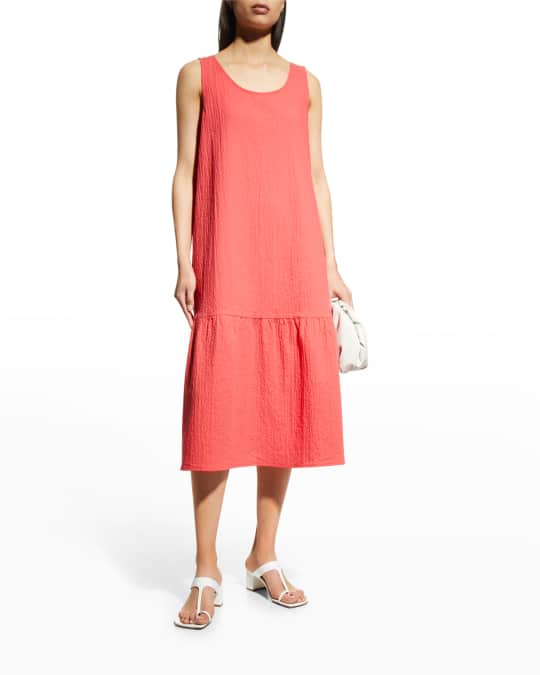 Eileen Fisher Pucker Tiered Dress | Neiman Marcus