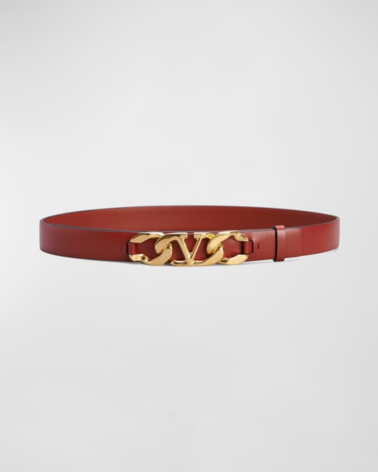VLogo Chain leather belt