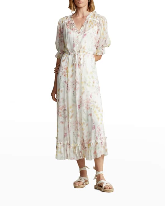 Polo Ralph Lauren Floral Crinkled Georgette Dress | Neiman Marcus
