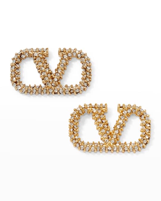 Valentino V-Logo Crystal Earrings, 15mm | Neiman Marcus