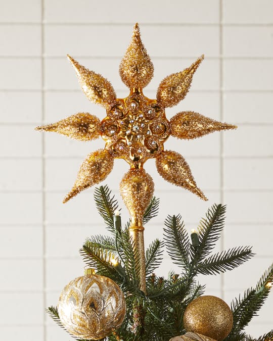 Neiman Marcus 13.19" Gold Shiny Glitz and Glamour Holiday Tree Topper
