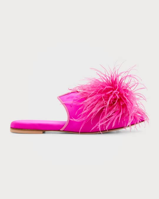 Feather pom pom slippers new arrivals