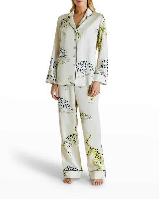 Olivia von Halle Lila Silk Animal Print Pajama Set Neiman Marcus