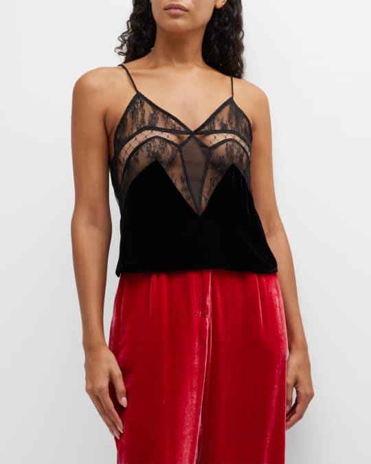 SLEEPING WITH JACQUES Francine Velvet Lace Camisole | Neiman Marcus