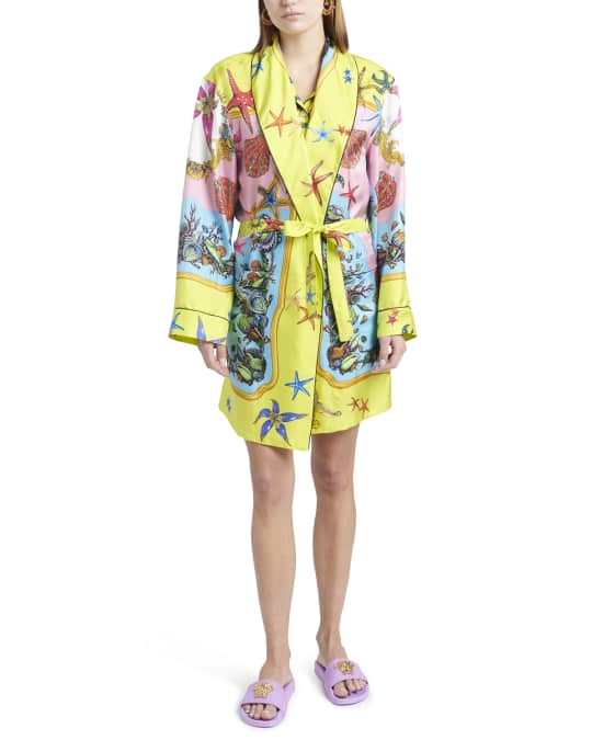 Twill Coral-Print Robe