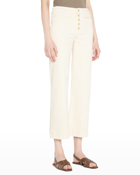 Ramy Brook Angela Cropped Button-Fly Flared Pants | Neiman Marcus