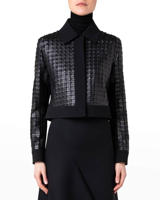 Akris Lewitt Cropped Textured Jacket | Neiman Marcus