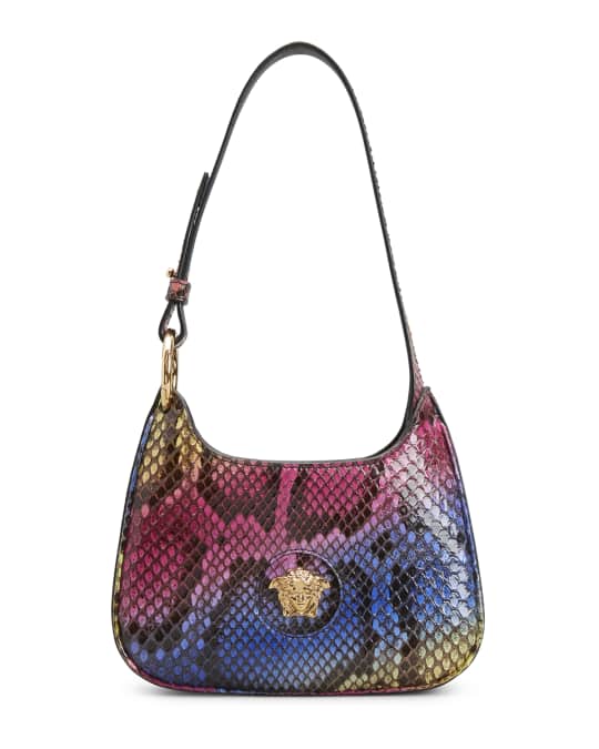 Versace La Medusa Mini Rainbow Python Top-Handle Bag