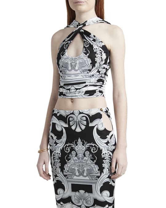 Versace Baroque Print Cropped Bra Top