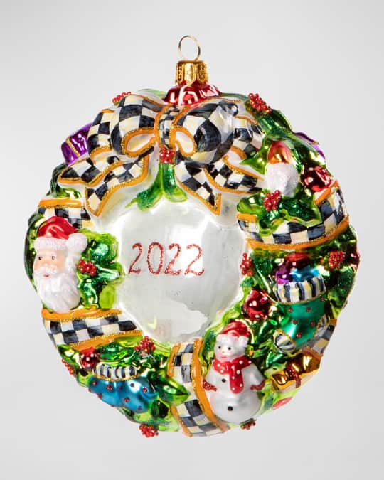 MacKenzie-Childs Toyland Wreath Glass Ornament | Neiman Marcus