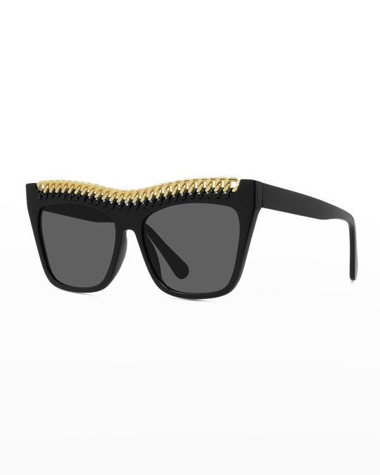 Stella McCartney Black Falabella chain sunglasses Stella Mccartney Chain Fringe Falabella Sunglasses Havana  main image 2