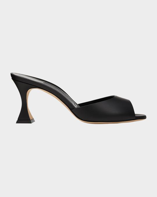 ※たまです※MANOLO BLAHNIK レザー ミュール ブラック 36 Manolo Blahnik Jadarona Leather Mule Sandals | Neiman Marcus