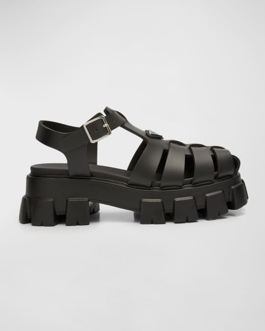 Prada Men's Monolith Rubber Chunky-Sole Fisherman Sandals