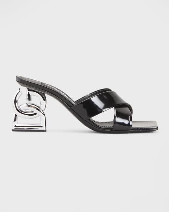 Dolce&Gabbana Crisscross Patent DG-Heel Mules | Neiman Marcus