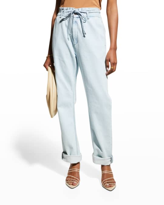 Pleated paper bag pants top