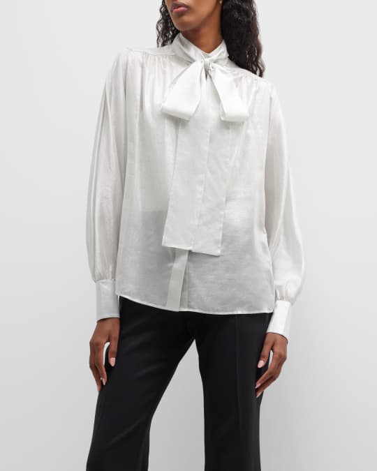14835 Grey Neck Tie Blouse