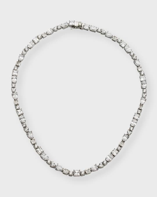 Multi-Shape Cubic Zirconia Tennis Necklace, 17"L