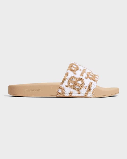 Burberry Furley Cotton Logo Slide Sandals | Neiman Marcus