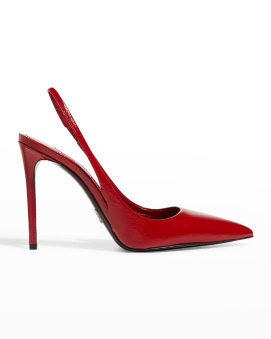 Prada 105mm Leather Slingback Pumps | Neiman Marcus