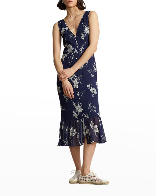 Ralph lauren floral print georgette dress best sale