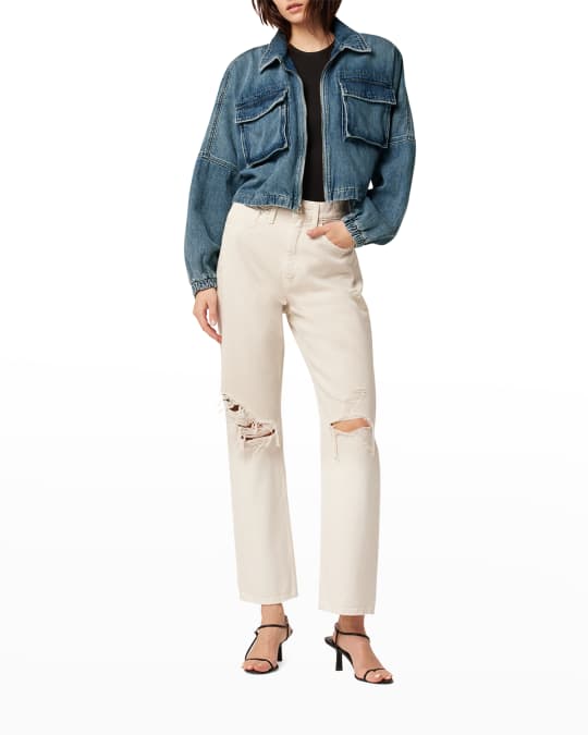 Hudson Cropped Denim Military Jacket Neiman Marcus