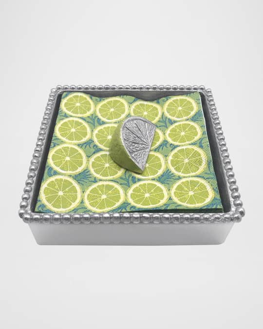 Green Lime Wedge Beaded Napkin Box Set