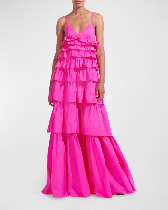 Ruffled Tie Back Tiered Dress