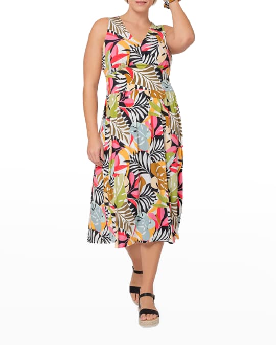 Leota Plus Size Rosemary BotanicalPrint Midi Dress Neiman Marcus