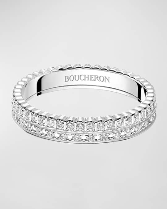 Boucheron Quatre Radiant Edition White Gold Diamond Wedding Band Ring EU 51 US 5.75 Neiman Marcus