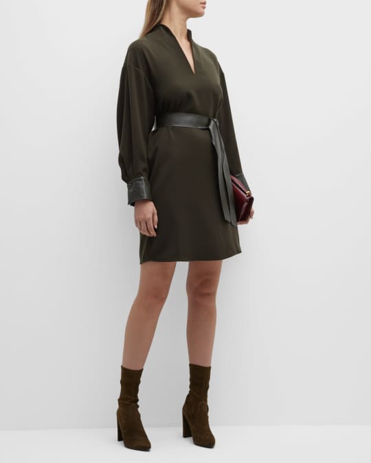 V Neck Slit Sleeve Mini Dress