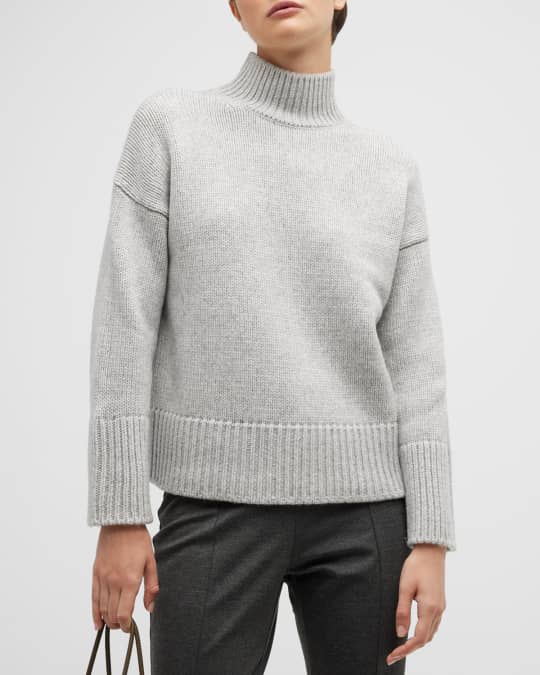 Ribbed Mock Neck Drop Shoulder Sweater