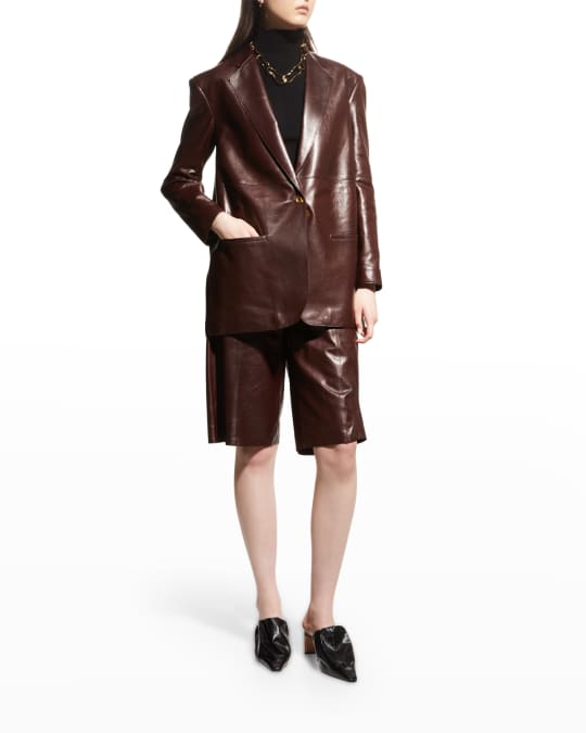 AERON Mercedes Cutaway Leather Blazer | Neiman Marcus