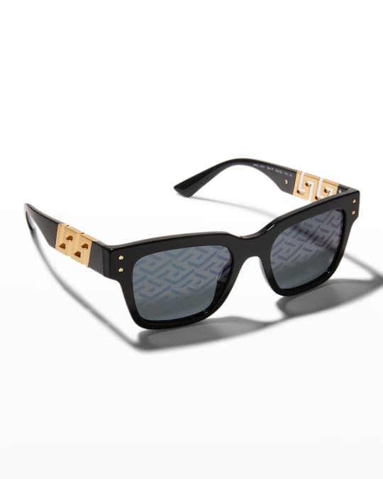 Versace Men's Acetate Greca Monogram Rectangle Sunglasses Neiman Marcus