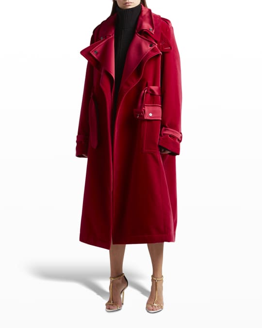 TOM FORD Mixed-Media Layered Trench Coat | Neiman Marcus