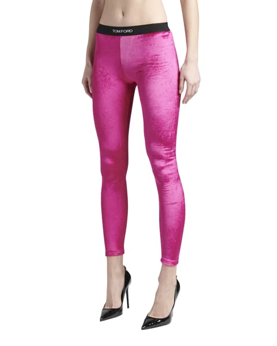 TOM FORD Logo Band Velvet Leggings | Neiman Marcus