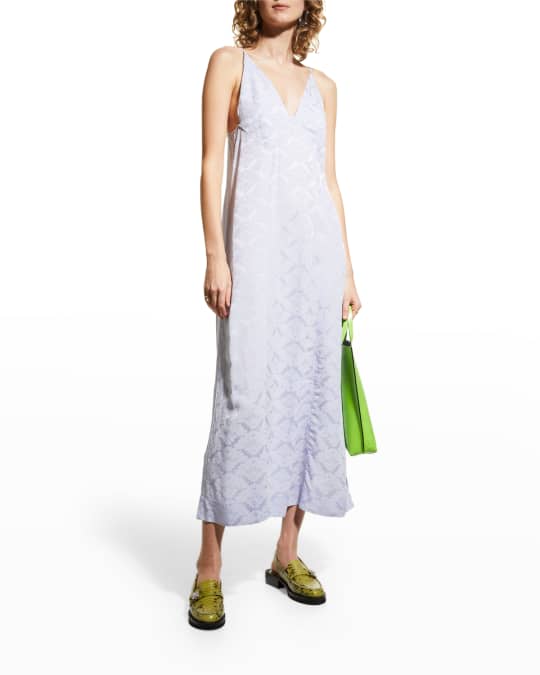 Ganni Floral Jacquard Midi Slip Dress | Neiman Marcus