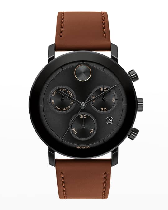 Men s BOLD Evolution Leather Chronograph Watch 42mm