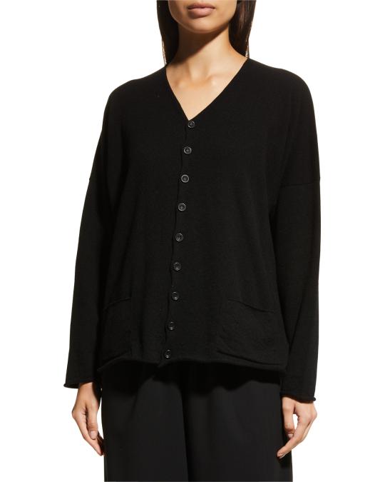 Eskandar Slim-Sleeve Cashmere V-Neck Cardigan (Mid Length) | Neiman Marcus