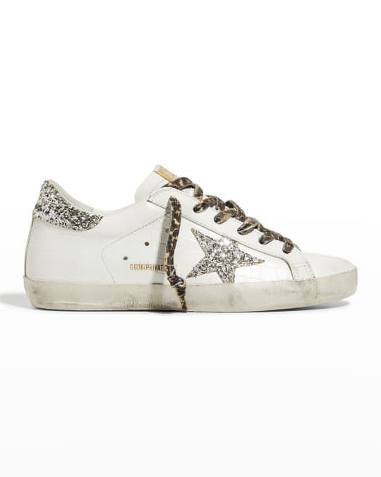 Golden Goose Superstar Croco Glitter Low-Top Sneakers | Neiman Marcus