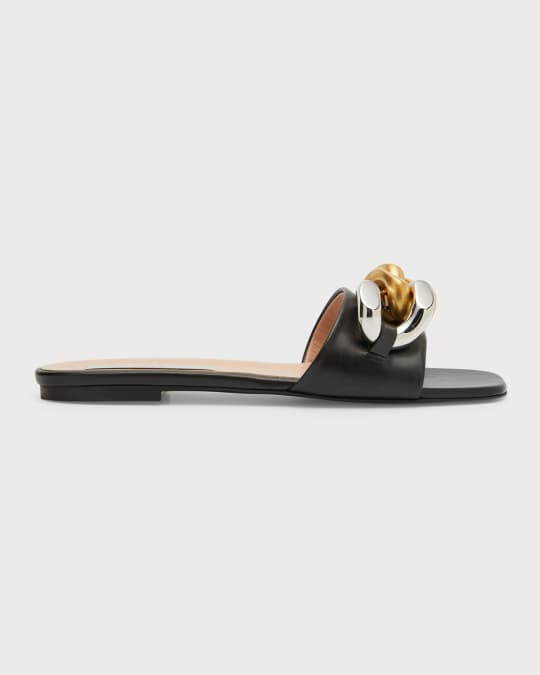 Stella McCartney Falabella Two-Tone Chain Flat Sandals