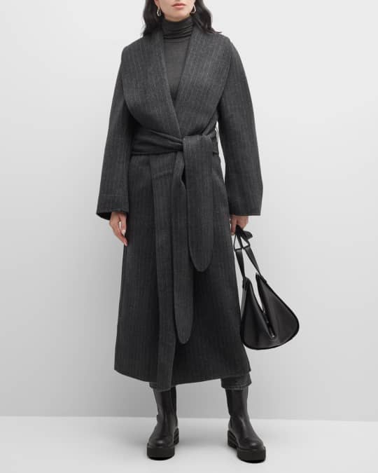Toteme Belted Long Wool Robe Coat | Neiman Marcus