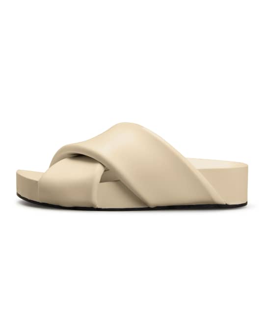 Jil Sander Lambskin Crisscross Slide Sandals | Neiman Marcus